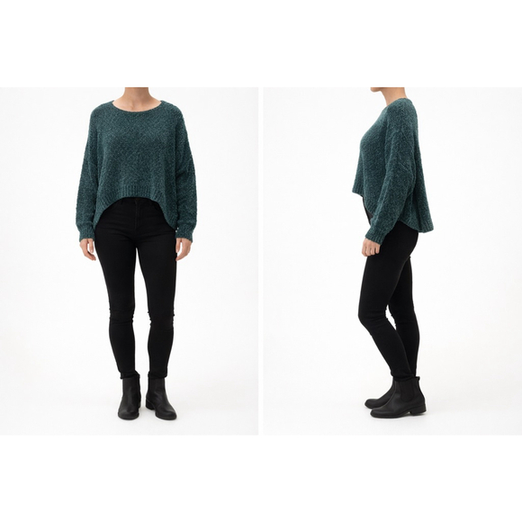 Altard State Sweaters - Altar'd State Teal Chenille Sweater M Oversized Cropped Boxy Knit Anthro Style